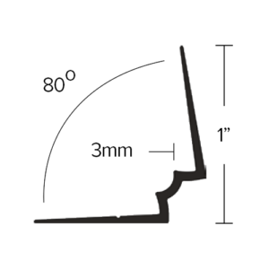 LVT 332 - 3MM NO-LIP STAIR RISER 80o ANGLE Diagram