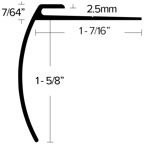 LVT 625 - 2.5MM LVT STAIR NOSING Diagram