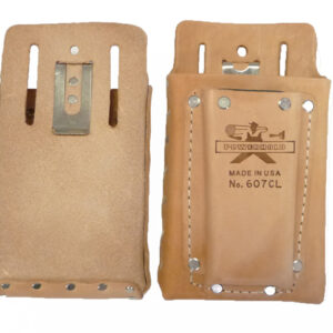 Leather Goods Double Box Pouch With Clip & Fiber Lined Front Pocket